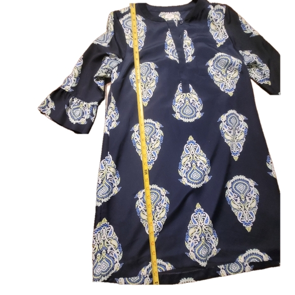 Crown & Ivy Navy Blue Patterned Dress - Size 12 - Picture 2 of 9